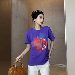 T-shirt da donna Designer Brand 2024 Inizio primavera Nuovo G-home Design a contrasto di colore Stampa Apple T-shirt a maniche corte in cotone moda slim fit per donna O9AX