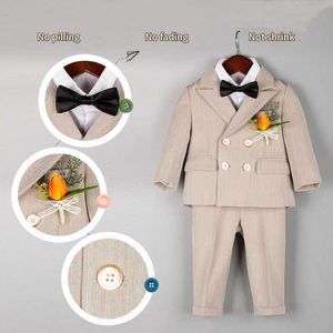 Anzüge Baby Boys Anzug Neugeborenes 1 -Jahr -Geburtstags -Set Kids Jacket Weste Pants 3pcs Foto Anzug Kinder Hochzeitsleistung Party Kleid