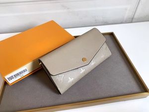 M61182 Empreint läder sarah plånbok kvinnor präglade kuvert hasp långa plånböcker korthållare blommakopplingar med låda