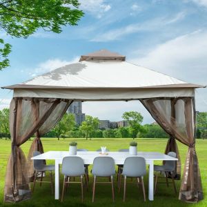 Kits vattentätt 3,6x3,6 m utomhus PE Garden Gazebo Marquee Canopy Party Tält Stor aktivitet Solskugga