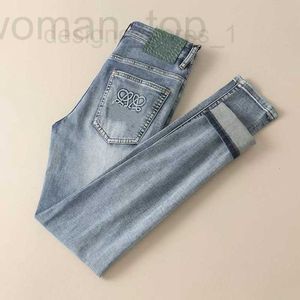 Jeans masculinos designer clássico novo mens estiramento jean luz azul marca calças de luxo tendência motocicleta casual g98q 7mwb