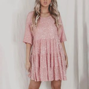 Dress Women Sequin Dress Short Flowy Sequin Dress Sparkling Club Party Dresses Glittery Patchwork Mini Dresses with Loose for Women's