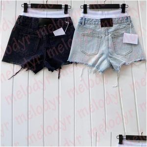 Women'S Shorts Fashion Designer Womens Summer Short Jeans Streetwearword Fake Two Piece Denim Drop Delivery Apparel Clothing Dhupj