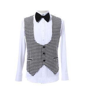 Tailored Houndstooth Vest Suit Men Wool for Wedding Slim Fit Prom Groom Tuxedo Waistcoat U Neck Dress VestGilet1298803