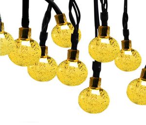 Strings Solar Energy String Lights Clear Bulbs Christmas Day Lanterns LED Bubble Bead Ball 60 Outdoor Decoration Flashing LightsLE1832067