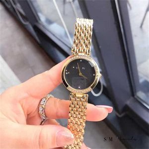 12% rabatt på Titta på Top Luxury Ladies Golden Women Clock Female Vintage Dress Rhinestone Quartz Waterproof Presents for Women With Box