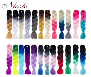 Nicole ombre dois tons kanekalon trança de cabelo jumbo trança extensão de cabelo sintético crochê trança extensões de cabelo 4038567