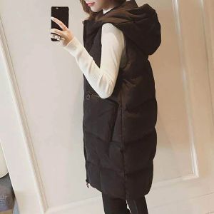 Waistcoats varma jackor mjuka kvinnor huva väst kappa koreanska vinter elegant ärmlöst mångsidigt mode ner bomull kvinnlig jacka Waistcoat