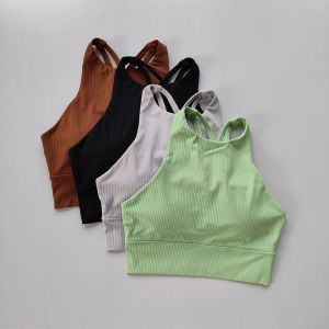 Outfit New Summer Sports Bra with Beautiful Back for Women Shockproof Gathering Yoga Cross Running Fiess Tank Top