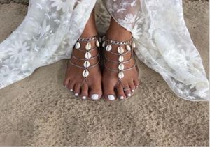 Summer Shell Bridal Feet Ankle Bracelet Chain Beach Vacation Sexy Leg Chain Female Silver Anklet Foot Jewelry Chain Bridal Accesso6100951