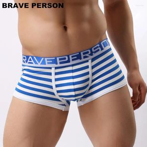 Unterhosen BRAVE PERSON Männliche Höschen Männer Unterwäsche Boxer Baumwolle Sexy Gestreiften Mann Boxer Shorts B1155