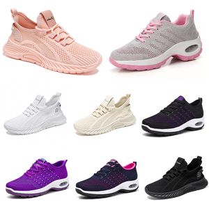 Novos homens mulheres sapatos caminhadas correndo sapatos planos sola macia moda roxo branco preto confortável esportes bloqueio de cor q43 gai