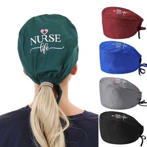 Beanie Skull Caps Carta Padrão Esfrega Chapéu Toda Moda Respirável Scrub Cap Unisex Trabalhadores de Serviços de Saúde Ajustável Nursin272G