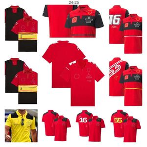 Herr t-shirts 2023 F1 Team Racing Clothing Summer Racing Lapel T-shirt Röd snabbtorkning Polo Shirt Plus Size Custom Fans Shirt