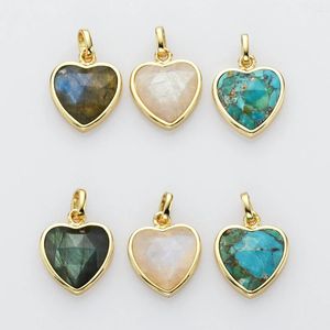 Pendanthalsband 5st Natural Stone Heart Boho Crystal Charm för smycken som tillverkar DIY -halsband Tillbehör Partihandel