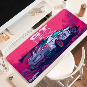 Almofadas XXL Mouse Pad Teclado Tapete Impressão Antiderrapante GTR Sports Car Mousepad Gamer Tapete de Escritório Natural Borracha Laptop Desktop Tapetes