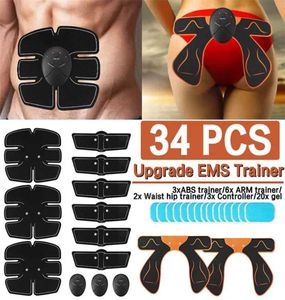 EMS AB Abdominal Muscle Stimulator Hip Trainer Lifting Button Electrostimulation Toner Hem Gym Fitness Equipment Training Gear 22804499