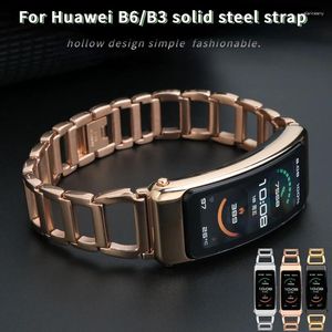 Obejrzyj zespoły dla Huawei B6 Watchband B3 Sport Solid Stael Stael Stal Stal Bransoleta na nadgarstku Golden Fash