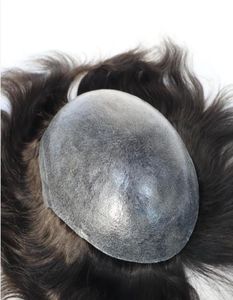 男性のヘアウィッグメンズヘアピースヘアシステムフルプーツーピーフル薄いスキンツーピーチャイニーズバージンヘア交換シリコンウィッグF1076595