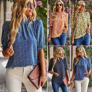 DIYUN Designs Floral Shirts, Women's 2023 Spring/Summer Vacation swobodne topy z krótkim rękawem