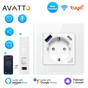 Avatto Tuya WIFI Smart Gniazdka ścienna UE standardowa wtyczka zasilania z USBtypec Charge Port Wroks Alexa Homealice 240228