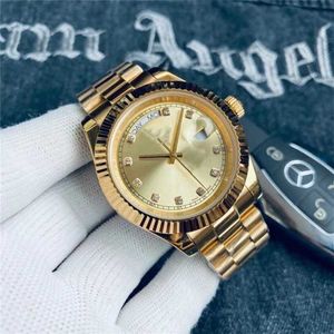 10% OFF relógio masculino movimento mecânico automático dia data relógio de pulso dourado 41mm pulseira de aço vida à prova d'água presente para homens