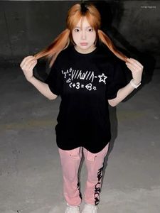 Koszulki damskie Koreańskie topy Y2K Aesthetics T-shirt grunge litera druku