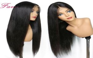 Natural Color Silky Straight 134 front lace wig 100 Brazilian human hair long length 180 density for black women9018663