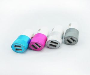 Metal Alloy Dual USB Car Charger LED Light 5V 2Ports Sync Charging Adapter Bullet Universal for iphone 7 plus Samsung S7 HTC6493775