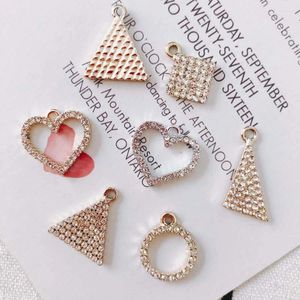 Pendant Necklaces 40pcs Crystal Rhinestone Jewelry Geometry Pendants Ornament Accessories Heart Square Triangle Circle Round Charms