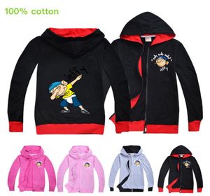 Jeffy impresso algodão 514t crianças meninas meninos zíper hoodies primavera outono crianças casaco ao ar livre 115165cm crianças roupas de grife ss4046468344