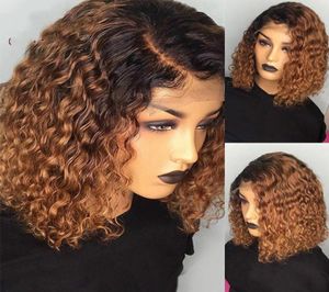 Alice 1B27 Ombre Color Short Curly BOB Wigs Human Hair0129584303