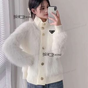 Inverted Triangle Sign Paradd Women Sweater Luxury Brand Knitted Cardigans Sweater Pink Hounds Tooth Knit Long Sleeve Oversized Jumper Coats 956