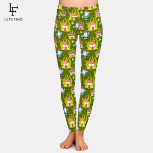 I leggings lasciano il nuovo arrivo Women Women 3D Forest Fungo Home e Gnomes Pants Pants High Waist Wex Sexy Slim Fitness Elastico Full Legging