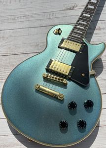 Chitarra elettrica personalizzata, Pelham Karsten, tutta blu, accessori e accordatore dorati, pacchetto lampo