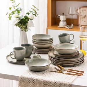 Plates Ceramic Dinnerware Sets Complete Tableware Reactive Glaze And Bowls Set Dish Freight Free