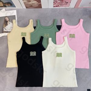 Green Diamond Tank Tops Women Sexy Knit Camisole Round Neck Sleeveless Crop Tops Classic Blouse