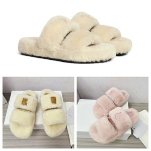 Luksurys Designers Women Ladies Wool Slajdes Ploam Połącz Puszysty Puszysty Furry Sandały Kapcie ciepłe Wygodne rozmyte dziewczyny Flip Flip Flip Flop Flippers Rozmiar