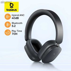 Cell Phone Earphones Baseus H1 ANC Wireless Headphones Hybrid 40dB Earphone Bluetooth 5.2 4-mics ENC 40mm Driver Over the Ear Headsets 70H Playtime YQ240304