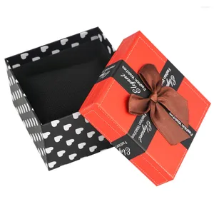 Scatole per orologi Quadrato Bowknot Scatola di carta Custodia in cartone Regalo per donna Moda Punto d'onda Regali a sorpresa Cuscino per gioielli