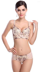 Bras Sets Bras Sets 2024 Luxury Deep V Lingerie Brand Sexy Plus Size Multi Color Push Up Bra Set Floral Embroidery Lace Women Underwear