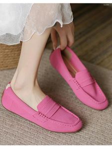 Casual Shoes Fashion 2024 Square Headed Flat Bottom Women's Single Woven Solid Color Doudou Loafer