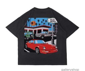 Men039s TShirts 21ss Frühling Sommer American Unisex Drive Thru Car T-Shirt Distressed Vintage Tee Skateboard Männer Frauen High Str1094495