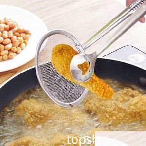 Cooking Utensils Stainless Steel Filter Spoon Kitchen Oil-Frying Basket With Clip Mti-Functional Strainer Accessories Tools Drop Del Dhp5J