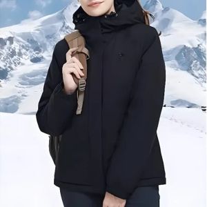 Parka Giacca da neve da sci da montagna impermeabile da donna con pile antivento da esterno in pile con cappuccio per autunno e inverno