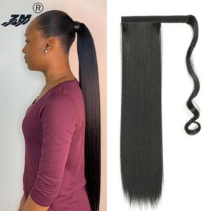 Parrucche sintetiche lunghe 22quot capelli lisci serici avvolgenti coda di cavallo parrucchino per le donne clip in capelli con coulisse coda di cavallo falso9476655