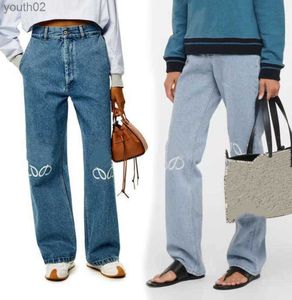 Damen-Jeans, Designer-Jeans, Damen-Jeans, eingetroffen, hohe Loewe-Taille, Straße, ausgehöhlter Patch, bestickte Dekoration, undefiniert, Hose 240304