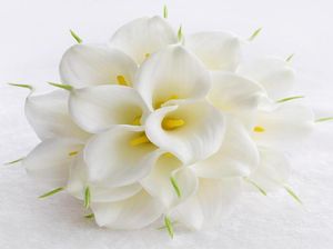 Bouquet da sposa per matrimonio con perle di calla bianche gialle Nastri di strass Bouquet da sposa artificiali fatti a mano BWB0179528691