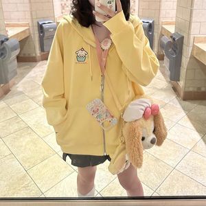 Kadın Hoodies Kadın Hoodie Cream Puppy İşlemeli Y2K Sweatshirt Ceket Sonbahar ve Kış Gevşek Kapşonlu Üst Zip Kawaii Giyim