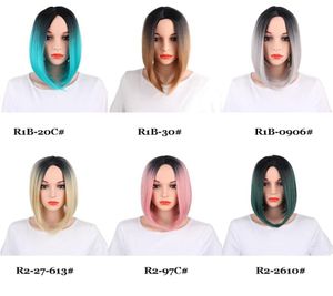 13inch Straight Bob Style Synthetic Wigs 160gPiece Lace Frontal Wigs Middle Part Hairline 150 Density Fiber Different Colors6282179